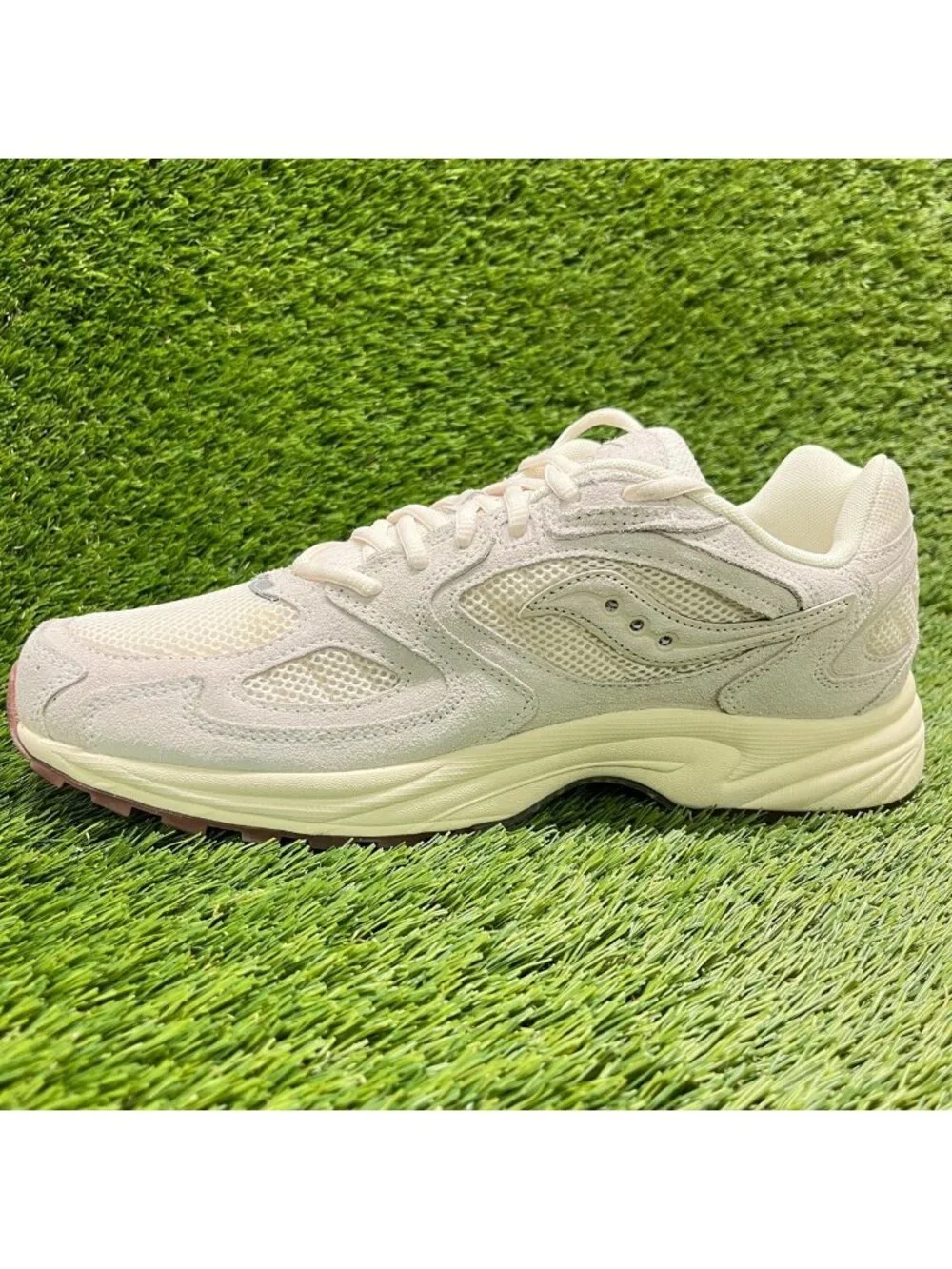 Saucony Grid Jazz 9 Mens Size 10.5 Ivory Athletic Running Walking Shoes Sneakers